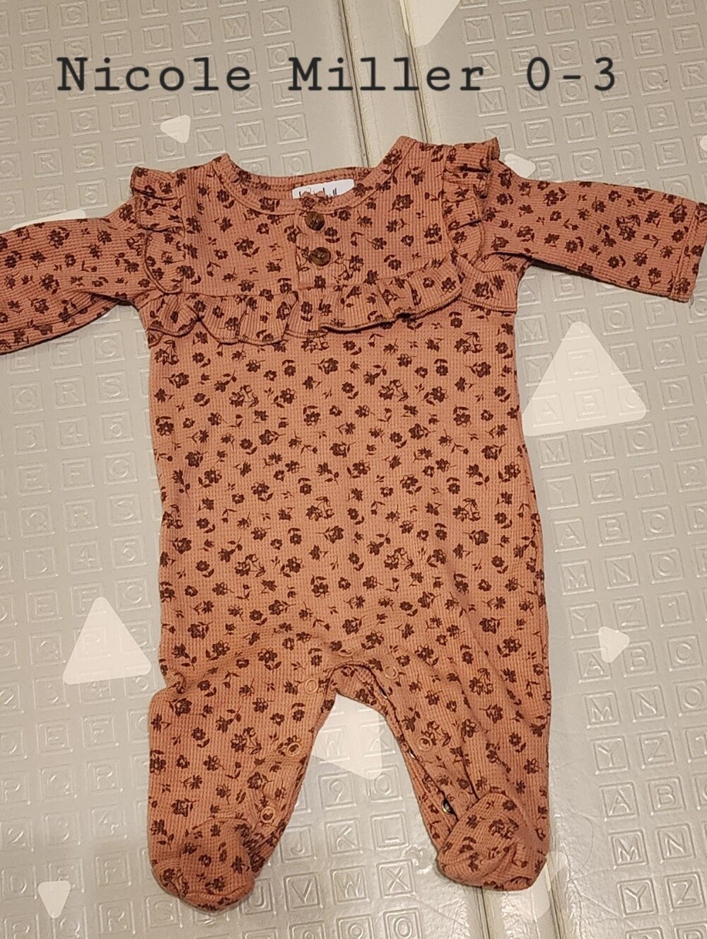 Nicole Miller Floral Ruffle Footie 0-3 Months
